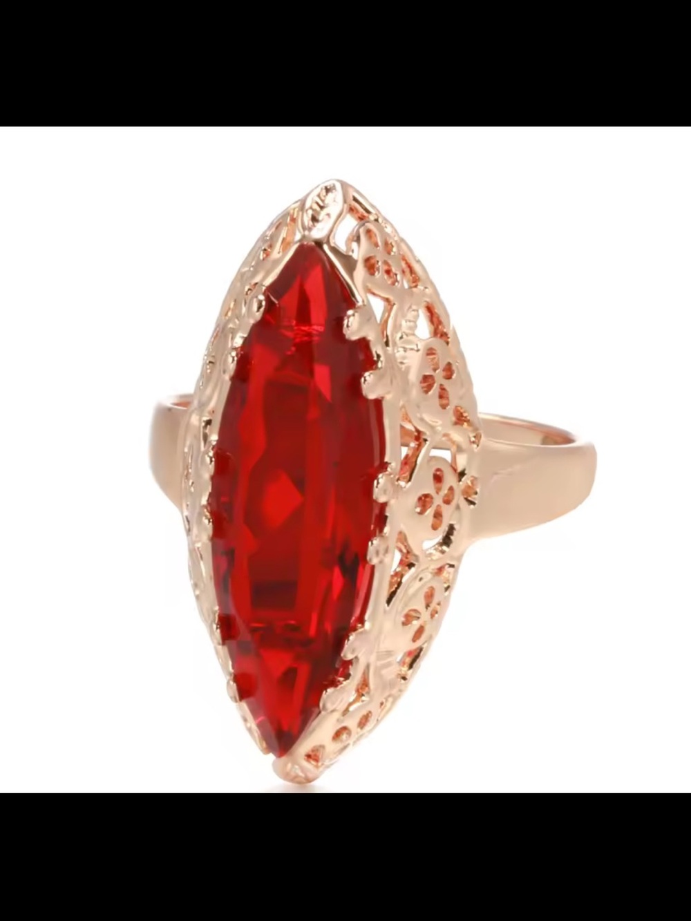 Rose Gold Natural Red Zirconia Ring Size 6 - Picture 2 of 2